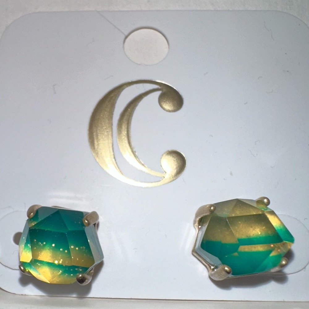 Charming Charlie Gold and Turquoise Earrings